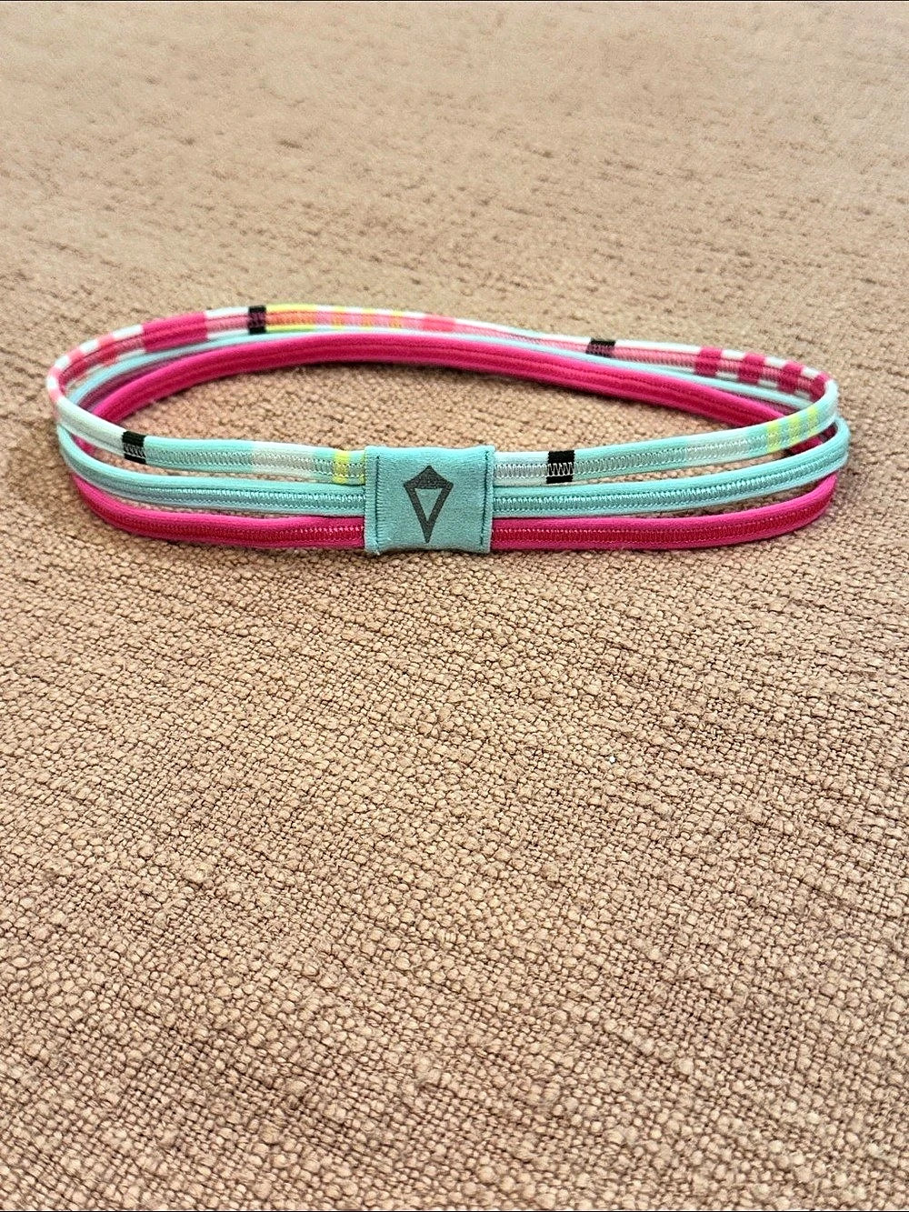 Ivivva headband with 3 bands Striped in Pink, yellow, white & Green